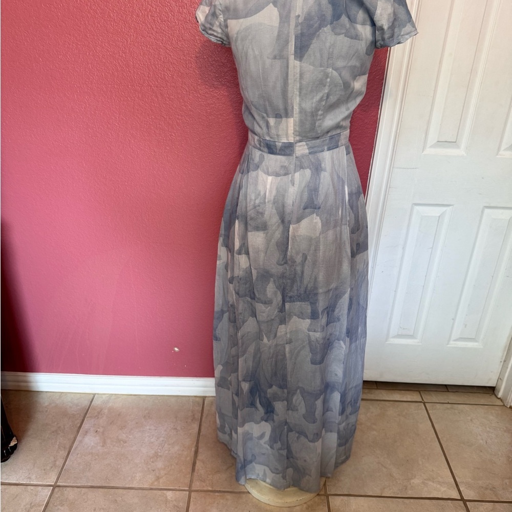 Anne Gorke Elegant Blue Patterned Dress - Picture 5 of 13